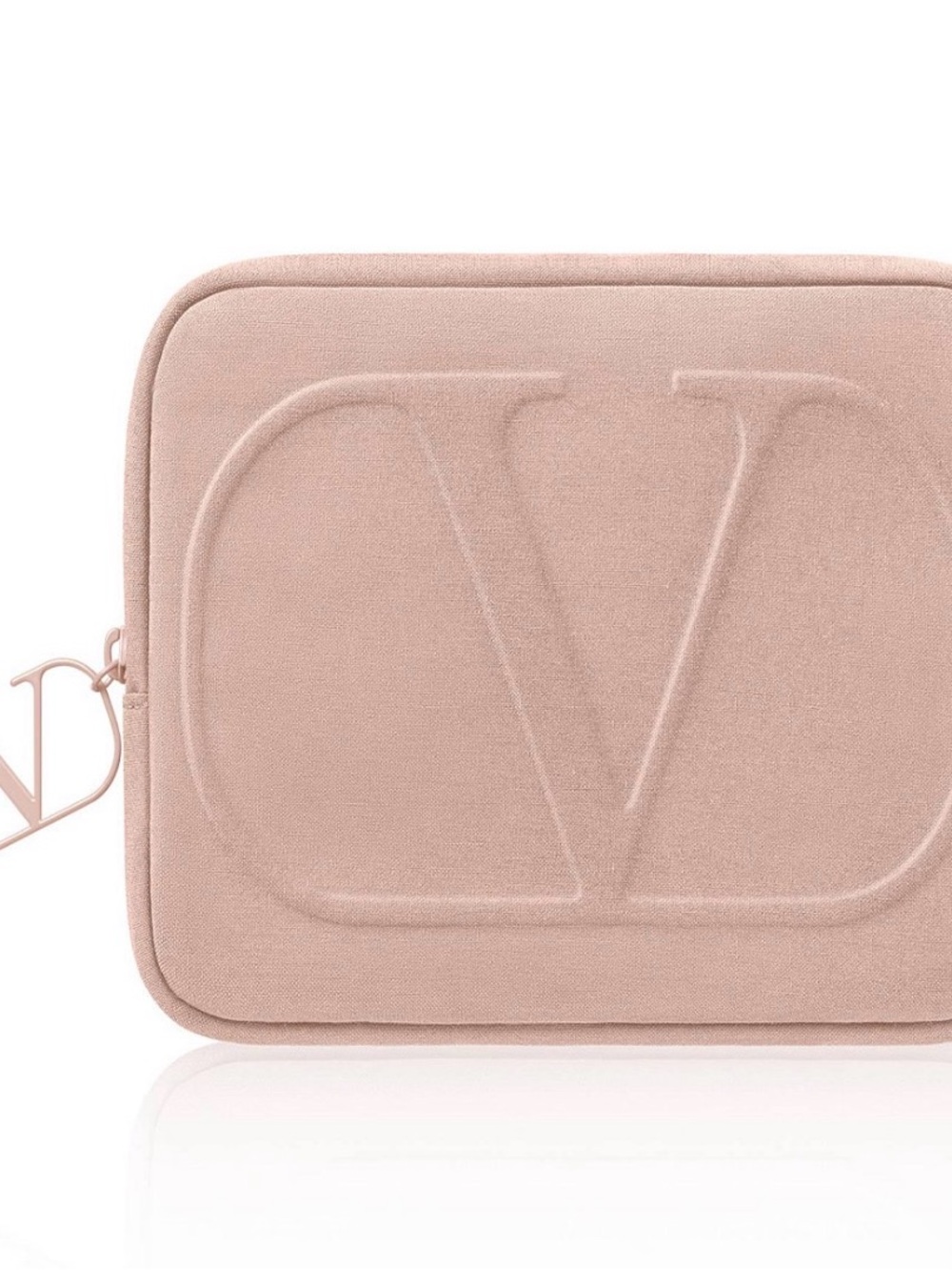 Valentino velour Pink VLogo Cosmetic Pouch